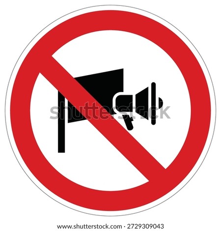 This clear prohibition sign illustrates that the use of megaphones or making loud announcements is forbidden. It is useful for quiet zones like libraries, hospitals, or peaceful public spaces.