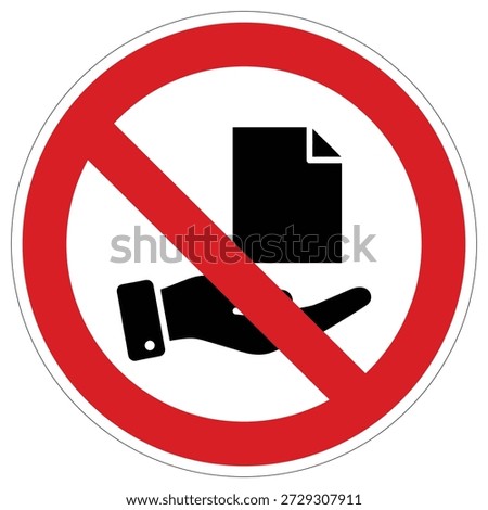 This clear sign forbids the transfer or acceptance of items or documents, crucial for maintaining security in restricted access areas.