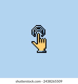 this is click icon in pixel art with simple color and blue background ,this item good for presentations,stickers, icons, t shirt design,game asset,logo and your project.