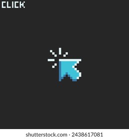 this is click icon in pixel art with simple color and black background ,this item good for presentations,stickers, icons, t shirt design,game asset,logo and your project.