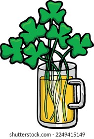 This clip art features a beer filled with shamrocks.