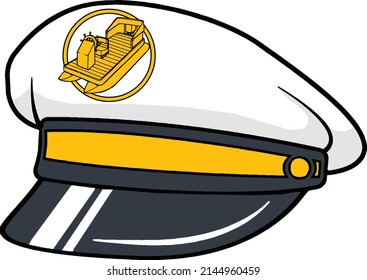 This clip art features an illustration of a captains hat with a pontoon boat badge.