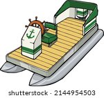 This clip art features a three quarter view of a pontoon boat.