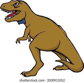 This clip art features a tyrannosaurus rex with bow tie.