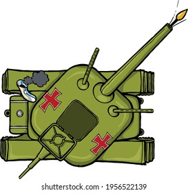 This clip art piece features a German  Panzer ready to his enemies.