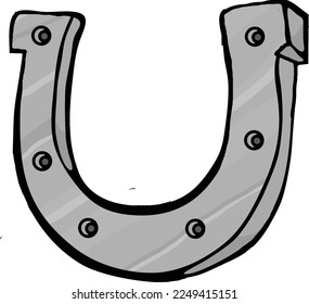 This clip are features a cartoon silver horse shoe.