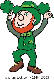 This clip are features a leprechaun with red beard and shamrocks.