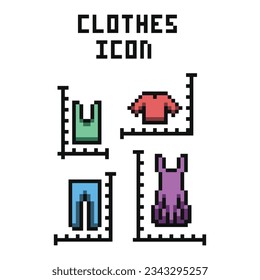 this is clothes size icon set in pixel art with simple color and white background this item good for presentations,stickers, icons, t shirt design,game asset,logo and your project.