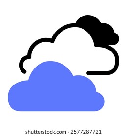 This Cloudy icon is suitable for weather, season, meteorology, etc.