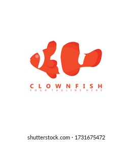 Esta es una imagen del logo de un pez payaso que usa un estilo de espacio negativo. Este logotipo es adecuado para empresas en el ámbito de la piscicultura ornamental.