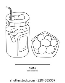 This is coffee and baked eggs that are usually eaten in Korean baths.	
