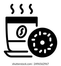 This Coffee and Donut icon is suitable for coffee, coffee shop, beverage, etc.