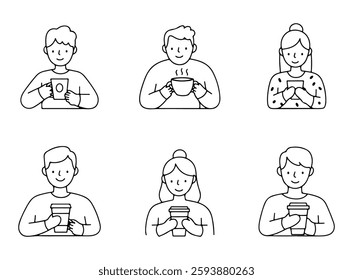 This coffee drinking people icon, which can be used in web and mobile applications, is presented in an isolated and editable vector format.