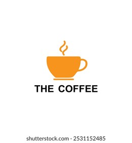This coffee logo features a simple brown coffee cup icon at the top, with steam rising, symbolizing warmth and freshness. Below the cup, the text "The Coffee" is elegantly displayed, reinforcing the b