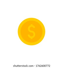This is a coins icon in a flat style isolated vector illustration. Stack of gold coins dollar on a white background.