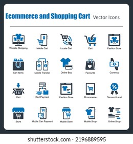 This is a collection of 20 beautiful handcrafted pixel perfect E commerce and Shopping Cart vector icons.