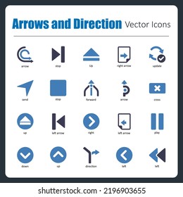 This is a collection of 20 beautiful handcrafted pixel perfect Arrows and Direction vector icons.