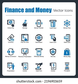 This is a collection of 20 beautiful handcrafted pixel perfect Finance and Money vector icons.