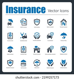 This is a collection of 20 beautiful handcrafted pixel perfect Insurance vector icons.
