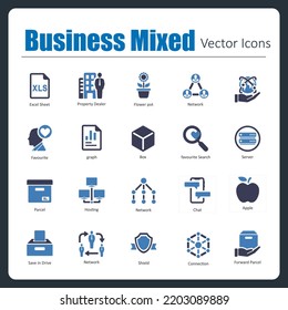 This is a collection of 20 beautiful handcrafted pixel perfect Business Mixed vector icons.