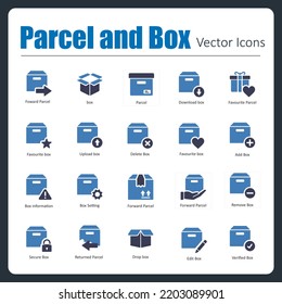 This is a collection of 20 beautiful handcrafted pixel perfect Parcel and Box vector icons.
