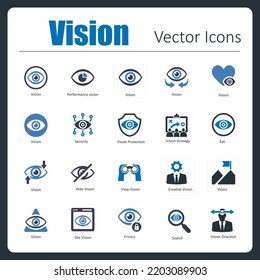 This Is A Collection Of 20 Beautiful Handcrafted Pixel Perfect Vision Vector Icons.