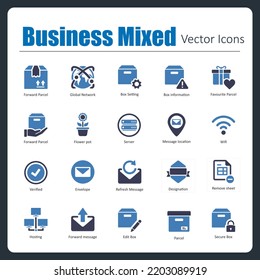 Esta es una colección de 20 hermosos íconos vectores de píxel artesanales perfectos Empresarios mixtos.