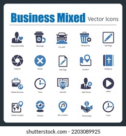 This is a collection of 20 beautiful handcrafted pixel perfect Business Mixed vector icons.