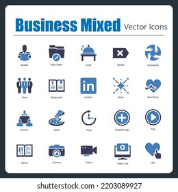 This is a collection of 20 beautiful handcrafted pixel perfect Business Mixed vector icons.