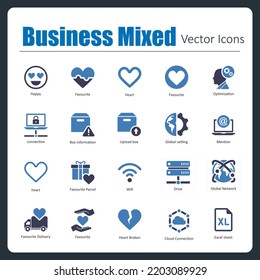 Esta es una colección de 20 hermosos íconos vectores de píxel artesanales perfectos Empresarios mixtos.