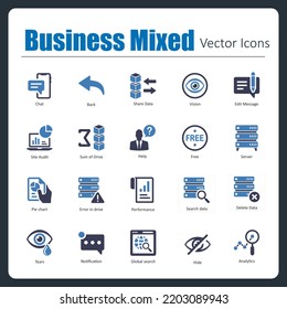 This is a collection of 20 beautiful handcrafted pixel perfect Business Mixed vector icons.