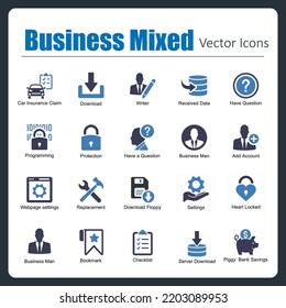 This is a collection of 20 beautiful handcrafted pixel perfect Business Mixed vector icons.