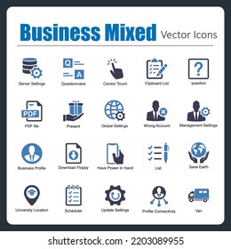 Dies ist eine Sammlung von 20 schönen handgefertigten Pixel perfekte Business Mixed Vektorsymbole.