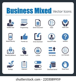 This is a collection of 20 beautiful handcrafted pixel perfect Business Mixed vector icons.