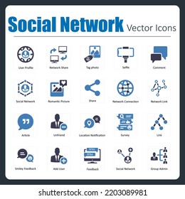 This is a collection of 20 beautiful handcrafted pixel perfect Social Network vector icons.