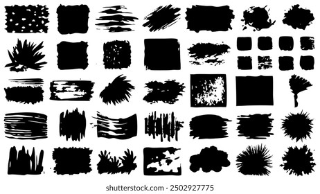 This is a collection of black brush strokes placed on a white background