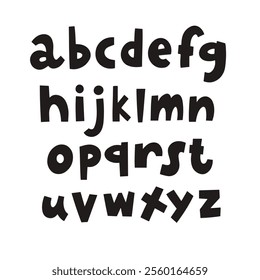 This is a collection of creative black handcrafted lowercase alphabet letters suitable for various design projects