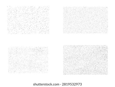 This collection of distressed halftone and noise textures features four distinct rectangular panels filled with black granular patterns, speckles, and grainy dot effects. Designed with clean vector formats, these versatile overlay textures are ideal for adding a vintage, weathered, or grunge aesthetic to t-shirt designs, posters, packaging, and digital artwork.

#DistressedTexture #HalftonePattern #GrungeOverlay #NoiseTexture #GranularDesign #VectorTextures #VintageEffect #GraphicDesign #RoughTexture #DesignElements