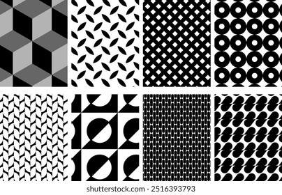This collection of eight high-resolution geometric abstract patterns offers a versatile range of eye-catching designs for your creative projects.

