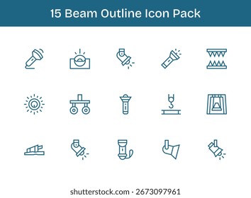 This collection features 15 Outline-style icons tailored to the Beam theme, great for digital design.