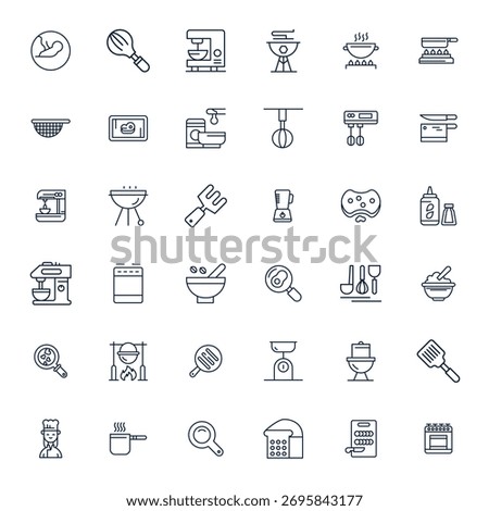 This collection features 36 Bold Line Pixel Optimized vector icons tailored to the Food Preparation theme, optimized in High Resolution format for digital design.