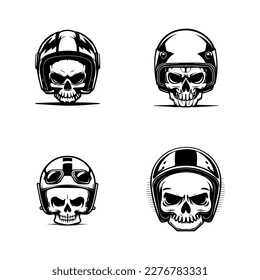 This collection features adorable kawaii skulls wearing biker helmets, perfect for a unique and edgy logo. Hand-drawn with love and detail