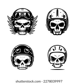 This collection features adorable kawaii skulls wearing biker helmets, perfect for a unique and edgy logo. Hand drawn with love and detail