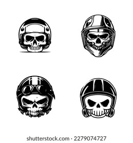 This collection features adorable kawaii skulls wearing biker helmets, perfect for a unique and edgy logo. Hand drawn with love and detail