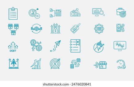 This collection features audit and business line icons in a flat design with a thin outline style. Ideal for UI, this big icon set is perfect for enhancing professional projects