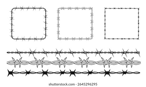 Esta coleção apresenta diferentes arames farpados e linhas, ideal para simbolizar barreiras.
