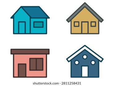 This collection features four colorful residential house and building icons, showcasing distinct architectural styles rendered in a clean, flat, and professional design. These versatile house silhouettes are perfect for real estate websites, urban planning presentations, construction company portfolios, property management branding, or any creative design project requiring recognizable and approachable building symbols.

#BuildingIcons #RealEstateGraphics #VectorSet #ArchitecturalDesign #ResidentialIcons #HomeProperty #ConstructionAssets #FlatDesignElements #UrbanPlanning #HouseDesign