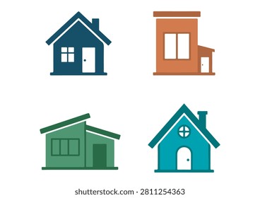 This collection features four distinct building icons, showcasing a variety of residential and commercial architectural styles, rendered in a clean, flat, and modern design. The set includes different house and building silhouettes, perfect for real estate websites, urban planning projects, construction company portfolios, or any creative design requiring recognizable and professional building symbols.

#BuildingIcons #RealEstateGraphics #VectorSet #ArchitecturalDesign #ResidentialIcons #CommercialProperty #ConstructionAssets #FlatDesignElements #UrbanPlanning #HouseIcons