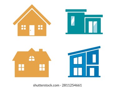 This collection features four distinct residential and modern building icons, showcasing a variety of architectural styles, rendered in a clean, flat, and professional design. The set includes different house and villa silhouettes, perfect for real estate websites, urban planning projects, construction company portfolios, or any creative design project requiring recognizable and versatile building symbols.

#BuildingIcons #RealEstateGraphics #VectorSet #ArchitecturalDesign #ResidentialIcons #ModernHome #ConstructionAssets #FlatDesignElements #UrbanPlanning #HouseDesign