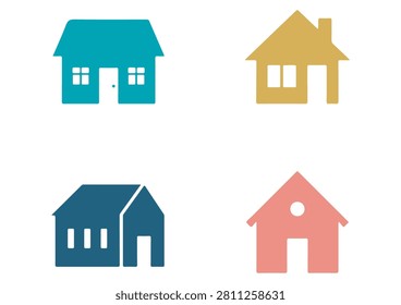 This collection features four distinct residential house and building icons, showcasing a variety of architectural silhouettes rendered in a clean, flat, and professional design. These versatile graphics are perfect for real estate websites, urban planning presentations, construction company portfolios, property management branding, or any creative design project requiring recognizable and approachable building symbols.

#BuildingIcons #RealEstateGraphics #VectorSet #ArchitecturalDesign #ResidentialIcons #HomeProperty #ConstructionAssets #FlatDesignElements #UrbanPlanning #HouseDesign